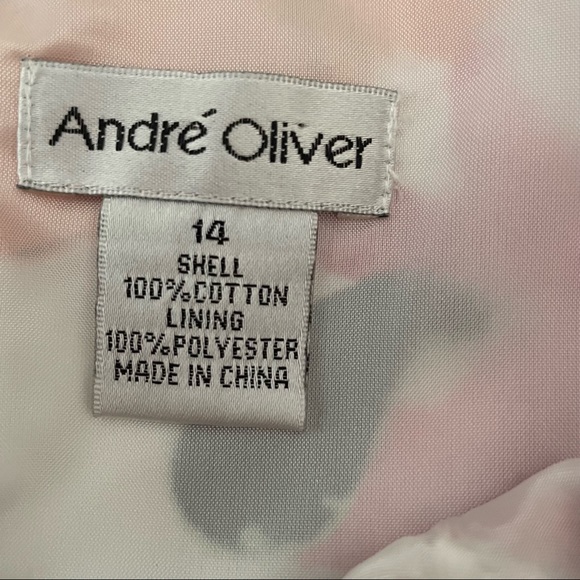 πππ Andre Oliver floral dress; pleated front & cumberbund, size 14, EUC - Picture 4 of 9